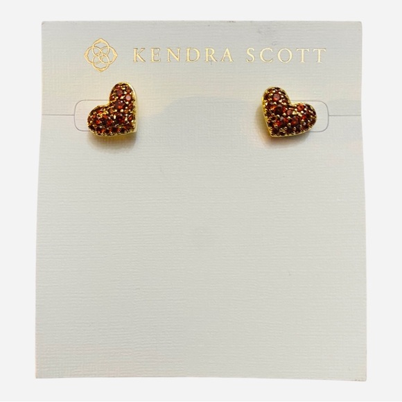 Kendra Scott Ari Valentine’s Day Red Heart Pave Crystal Earrings. 14k go NWT $60 - Picture 3 of 4